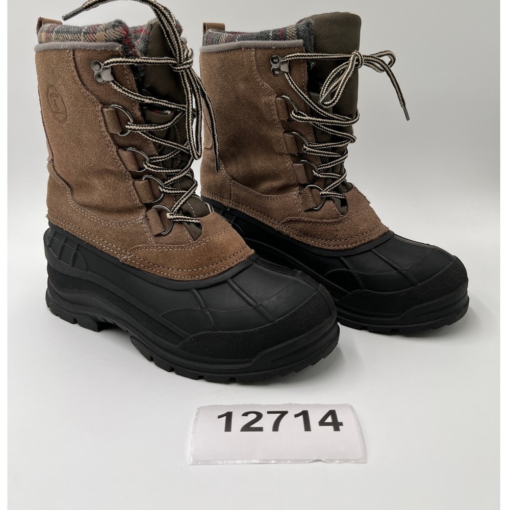 Weatherproof Duck Boots Mens 8 Brown Excellent Plaid Lined Winter Suede